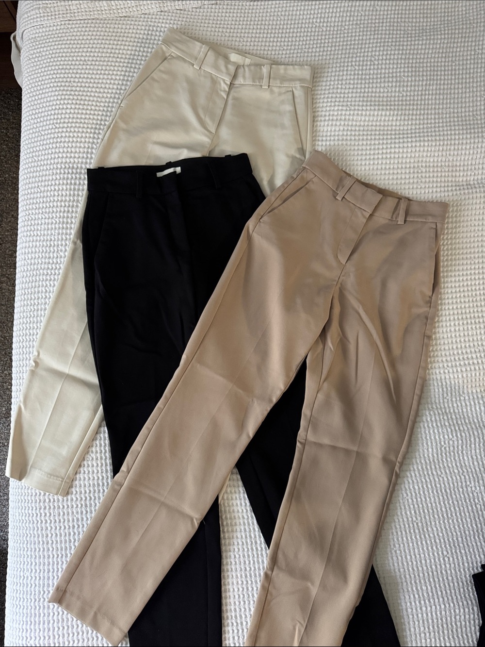 H&M Classic Women's Straight-Leg Dress Pants pack of 3- Black, Beige, Cream